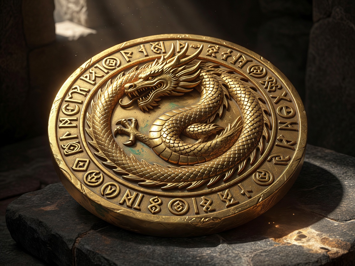 Golden circular dragon seal of Nolvirank Craft